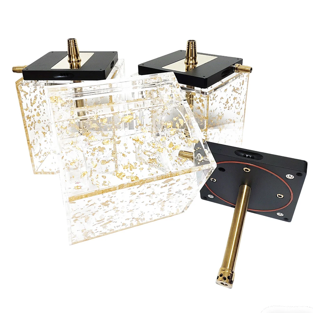Gold Flake Cube LED Hookah