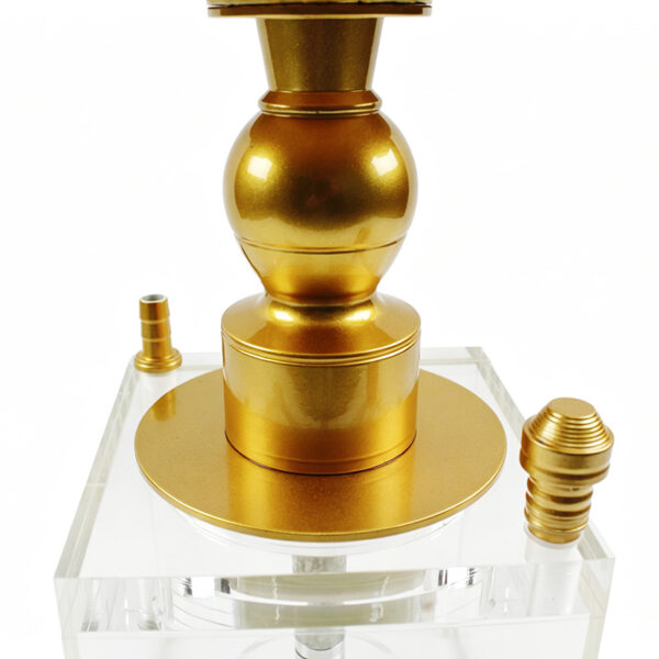 Golden Lotus Square Acrylic Hookah