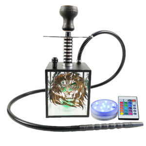 Lion Pattern Square LED Hookah