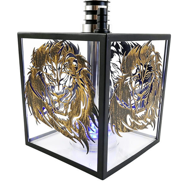 Lion Pattern Square LED Hookah