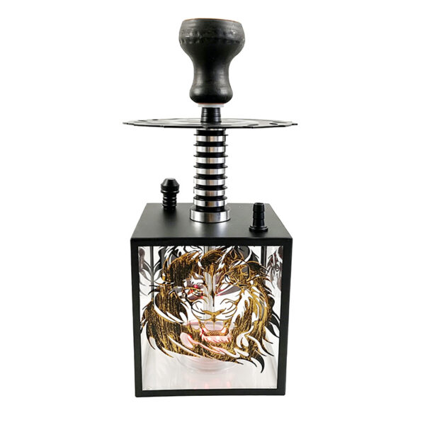 Lion Pattern Square LED Hookah