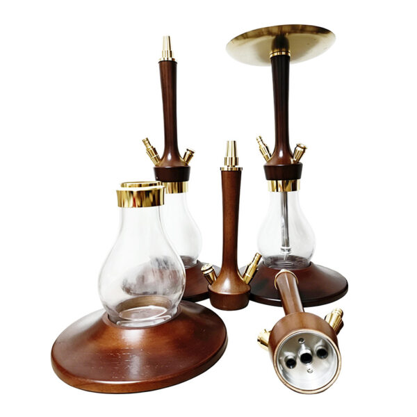 Premium Wooden Hookah with Gold Accents